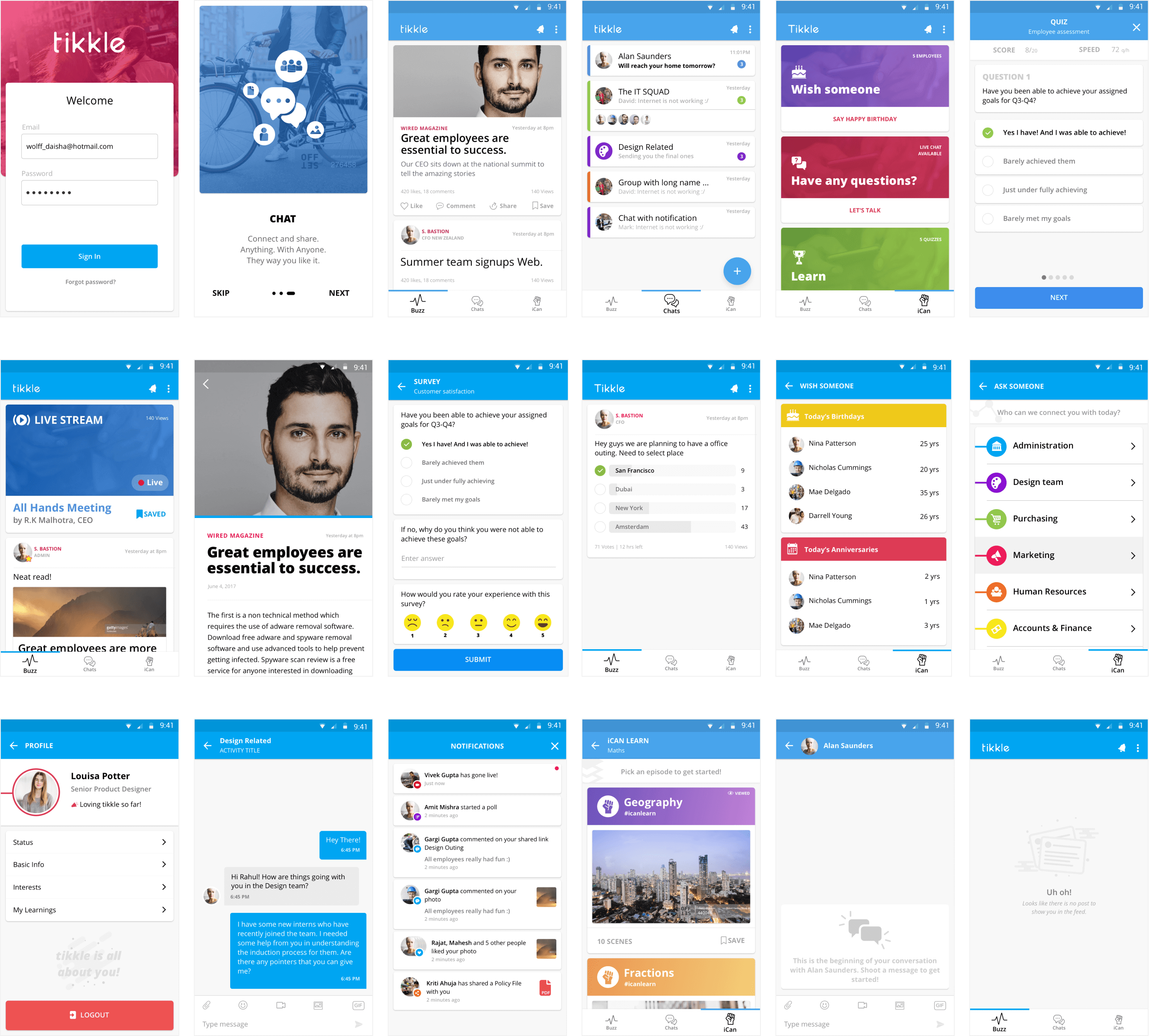 app screens
